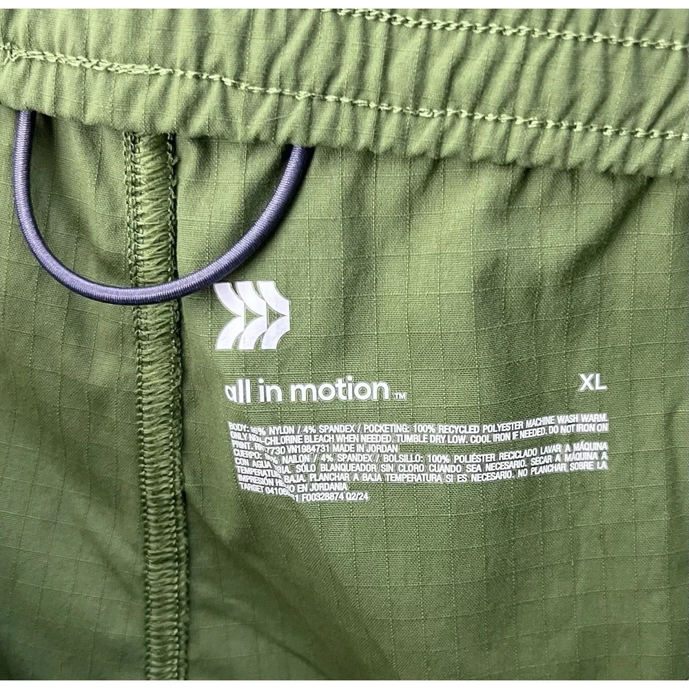 All In Motion Ripstop Pants Mens Size XL Green Stretch Drawstring Pockets UPF50+